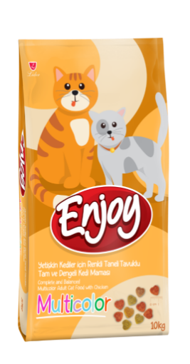 ENJOY KEDİ MAMASI 10 KG TAVUK ETLİ RENKLİ resmi