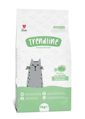 TRENDLINE KEDİ MAMASI 1 KG GURME RENKLİ TAVUK ETLİ resmi