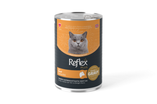 REFLEX KEDİ KONSERVESİ 400GR SOSLU DANA ETLİ resmi