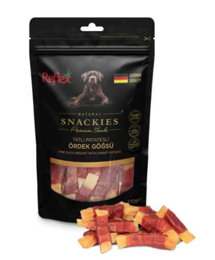 REFLEX SNAC KÖPEK 170GR TATLI PAPATES ÖRDEK GÖĞÜSÜ resmi