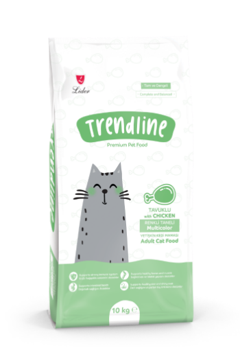 TRENDLINE KEDİ MAMASI 10 KG GURME RENKLİ TAVUK ETLİ *TRE183 resmi