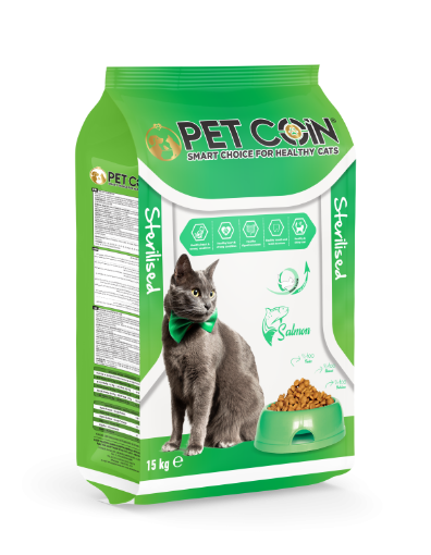 PETCOIN KEDİ MAMASI 15 KG KISIRLAŞTIRILMIŞ SOMONLU resmi