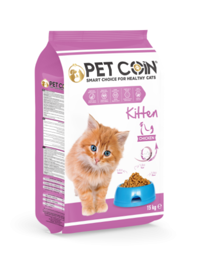 PETCOIN KEDİ MAMASI 15 KG YAVRU TAVUK ETLİ resmi