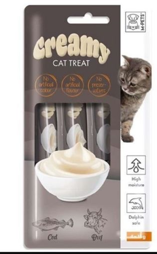 M-PETS KREMA KEDİ ÖDÜL MAMASI 4X15 GR MORİNA BALIKLI VE BİFTEKLİ resmi